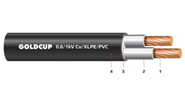 Cáp điện 2 lõi không có giáp bảo vệ 0.6/1 kV - Cu/XLPE/PVC