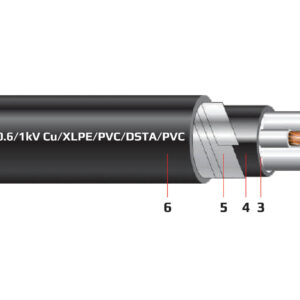 Cáp điện 4 lõi với lõi trung tính nhỏ hơn có giáp bảo vệ (cáp ngầm) 0.6/1 kV - Cu/XLPE/PVC/DSTA/PVC