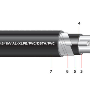 Cáp điện 4 lõi ruột nhôm với lõi trung tính nhỏ hơn có giáp bảo vệ (cáp ngầm) 0.6/1 kV - AL/XLPE/PVC/DSTA/PVC
